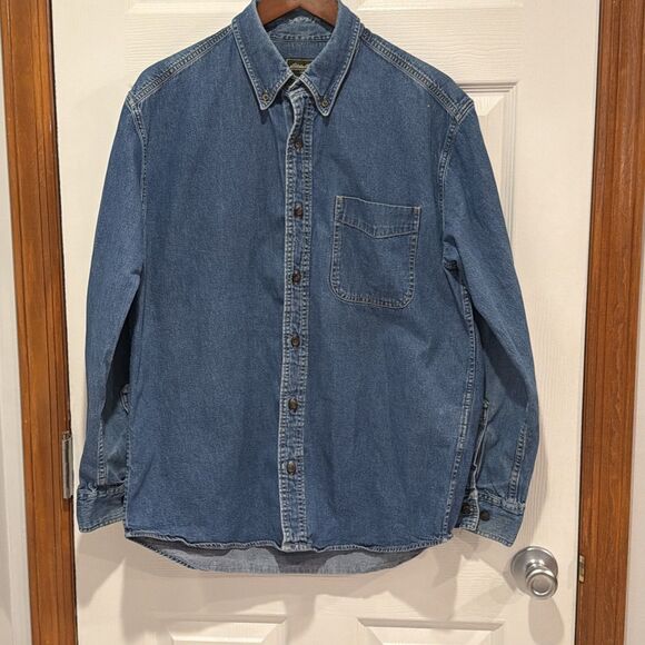 Eddie Bauer Western Outdoor Jean Jacket/Shirt Men's Rugged Denim Size Medium - Picture 1 of 13